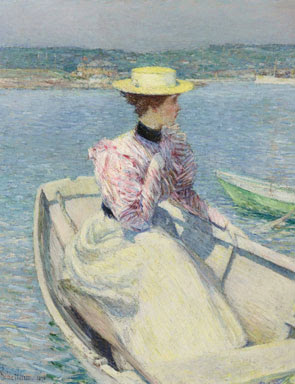 Victorian woman on lake